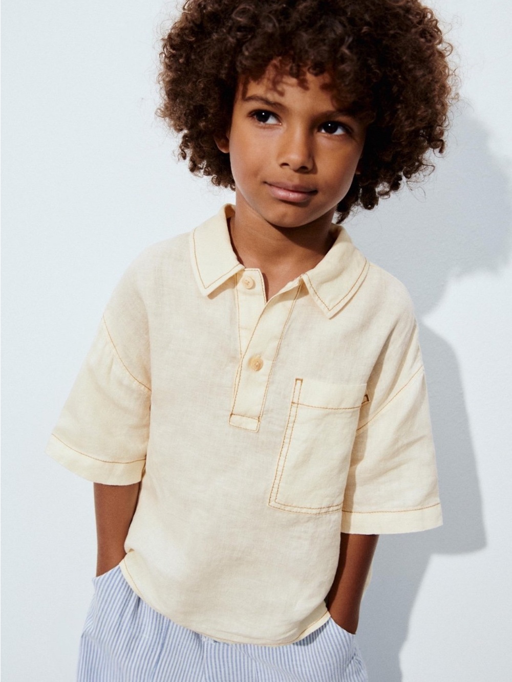 ZARA 100% Linen Contrast Oversized Shirt